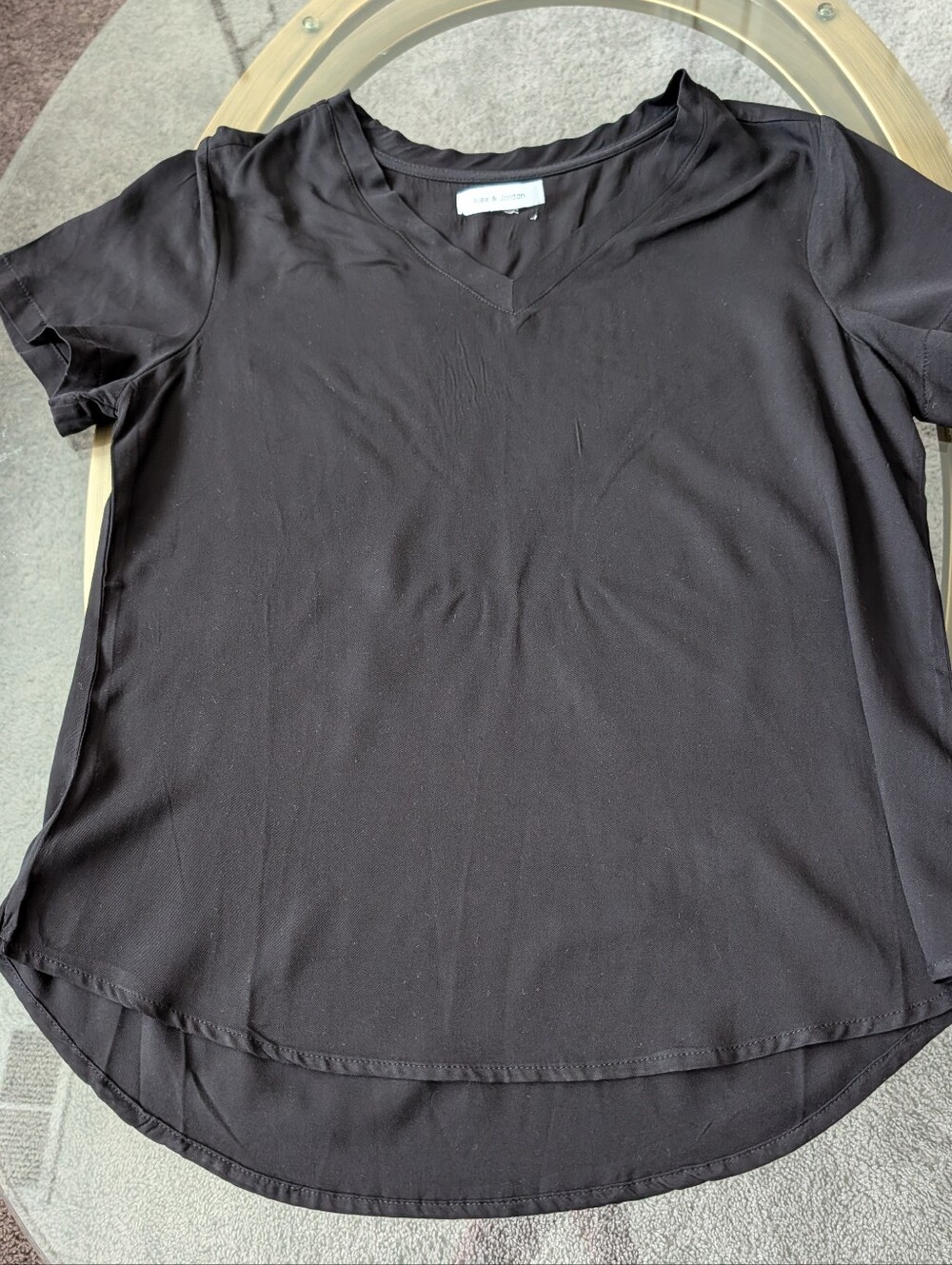 Alex & Jordan Black V Neck Top